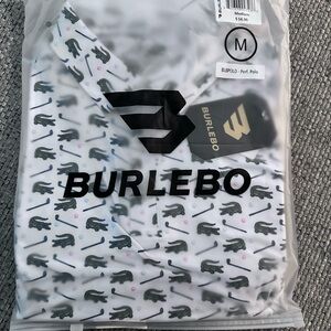 BURLEBO White Polo with Alligator and Golf Print